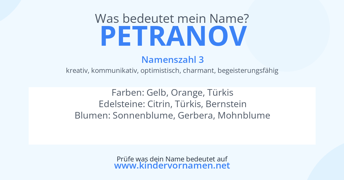 Was bedeutet der Name Petranov?