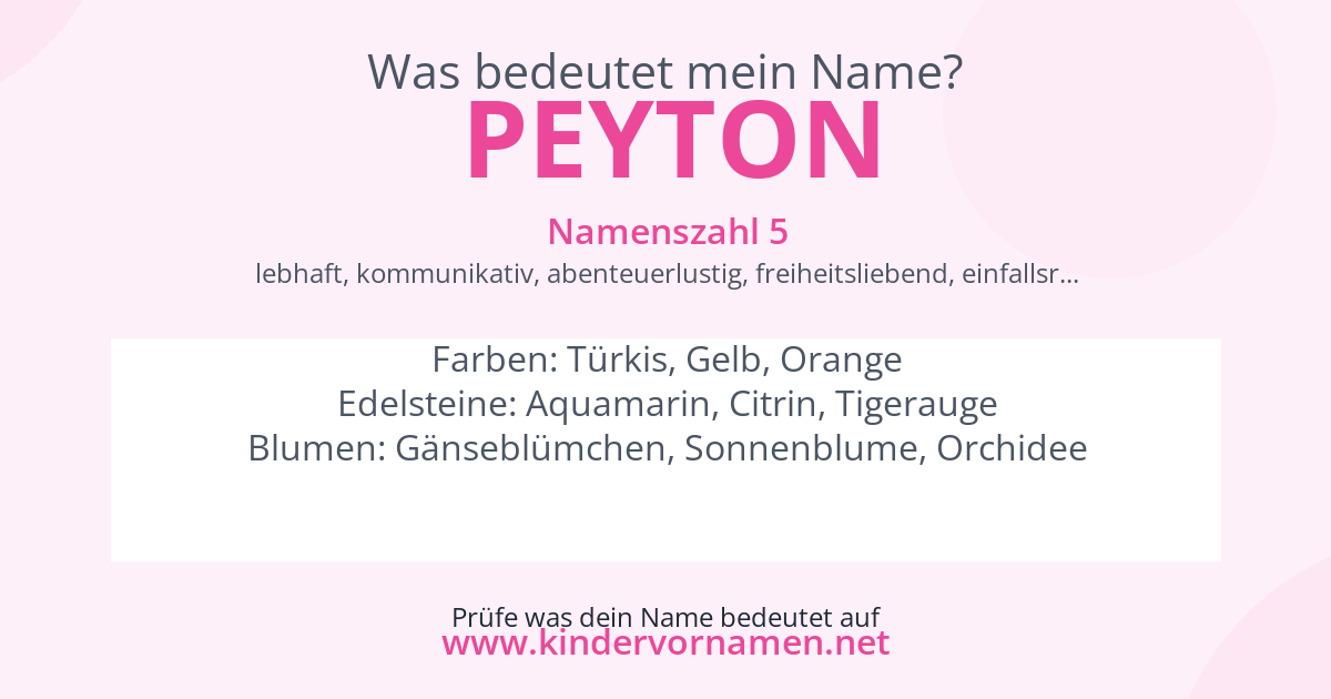 Was bedeutet der Name Peyton?