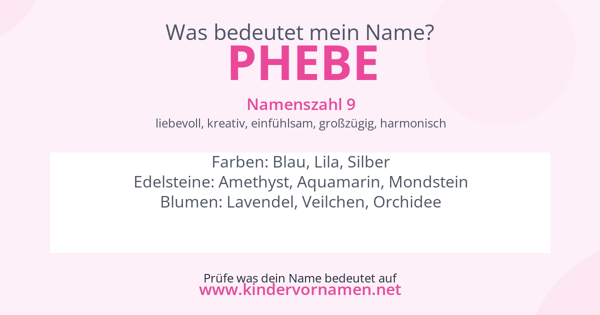 Was bedeutet der Name Phebe?