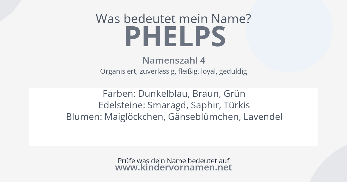 Was bedeutet der Name Phelps?