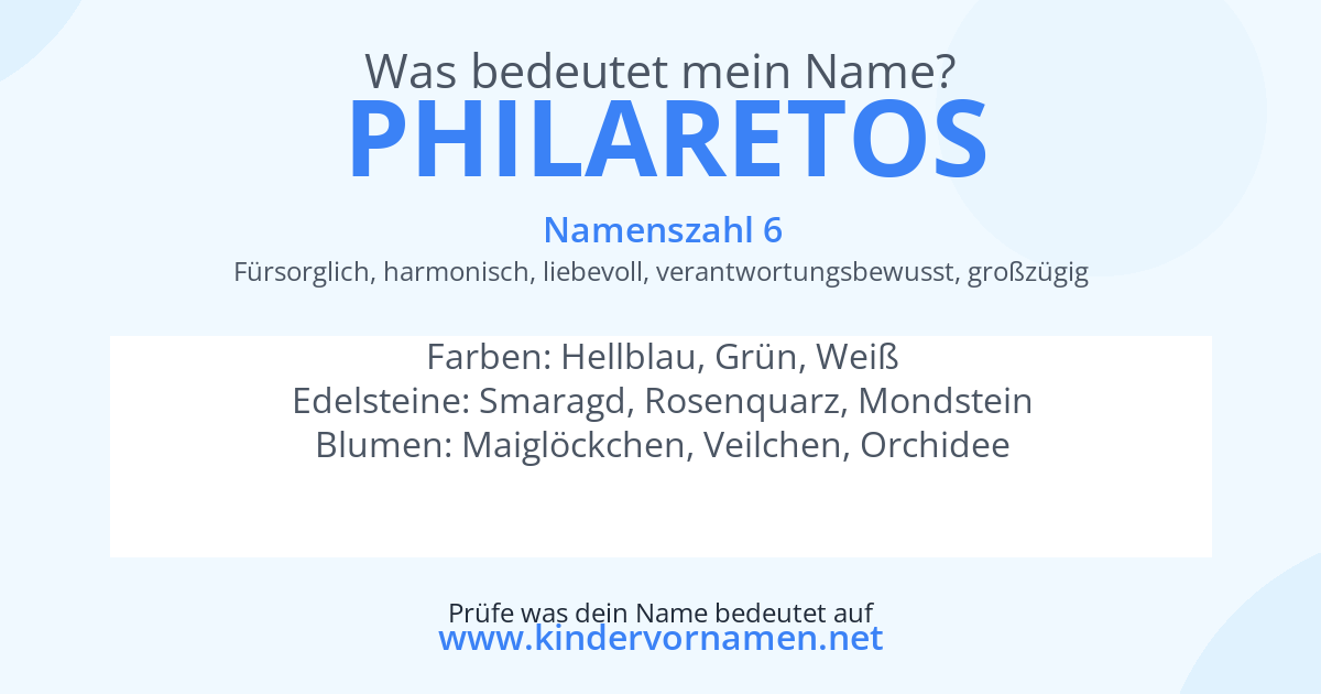 Was bedeutet der Name Philaretos?