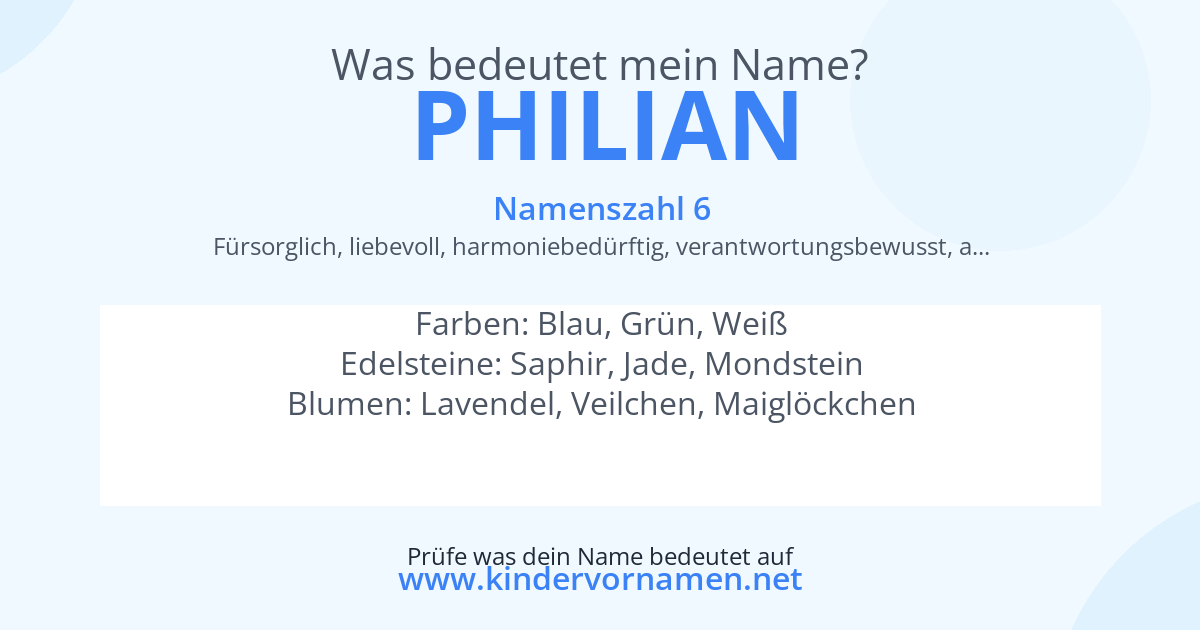 Was bedeutet der Name Philian?