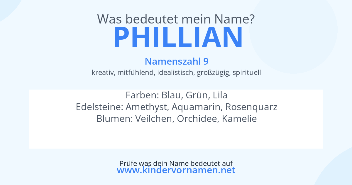Was bedeutet der Name Phillian?