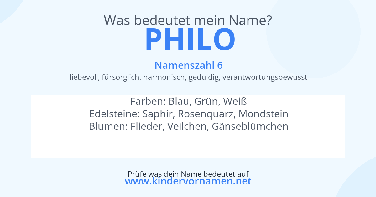 Was bedeutet der Name Philo?