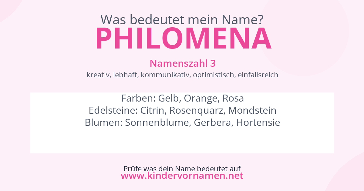Was bedeutet der Name Philomena?