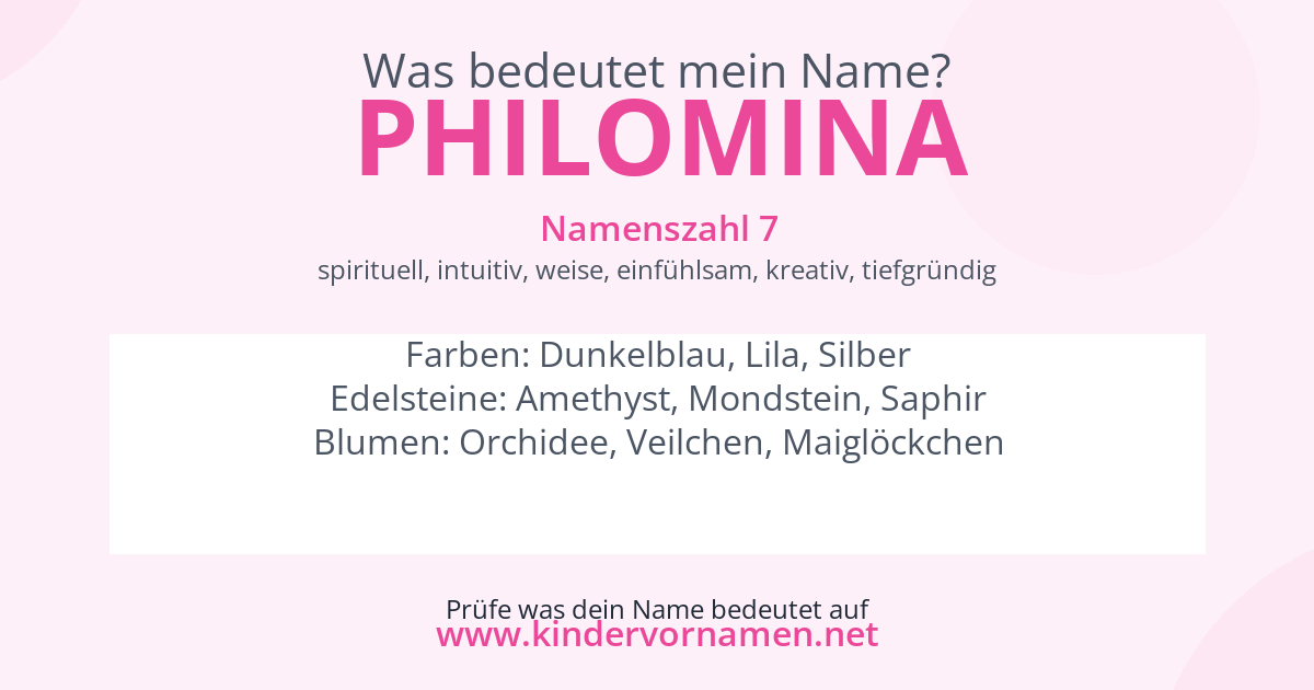 Was bedeutet der Name Philomina?