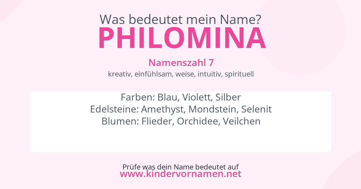 Was bedeutet der Name Philomina?