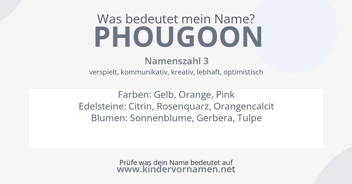 Was bedeutet der Name Phougoon?