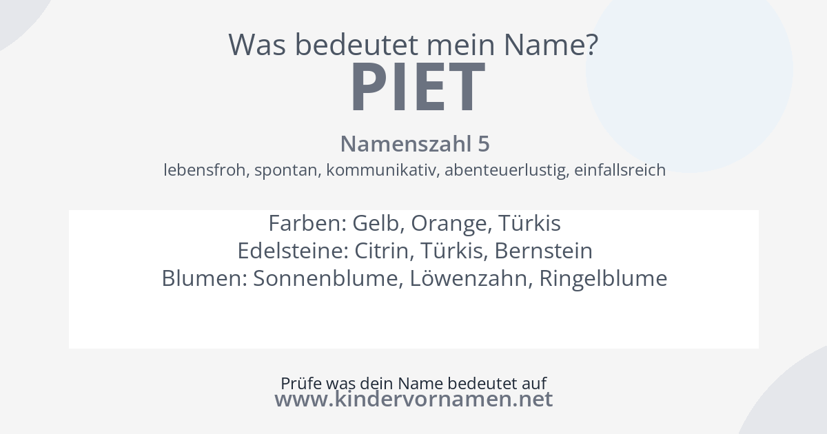 Was bedeutet der Name Piet?