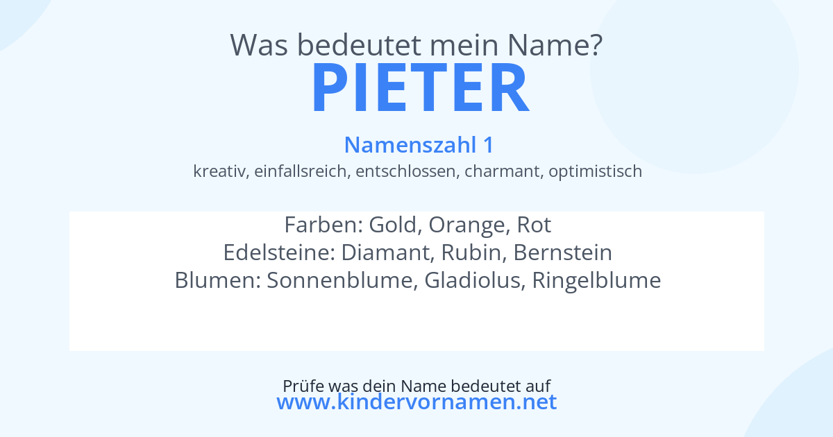 Was bedeutet der Name Pieter?