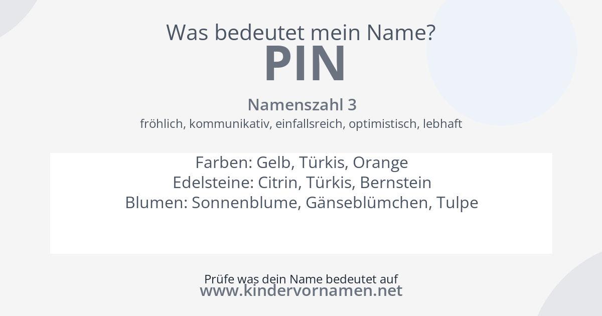 Was bedeutet der Name Pin?