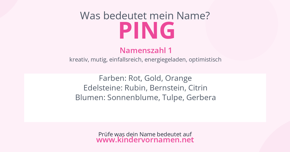 Was bedeutet der Name Ping?