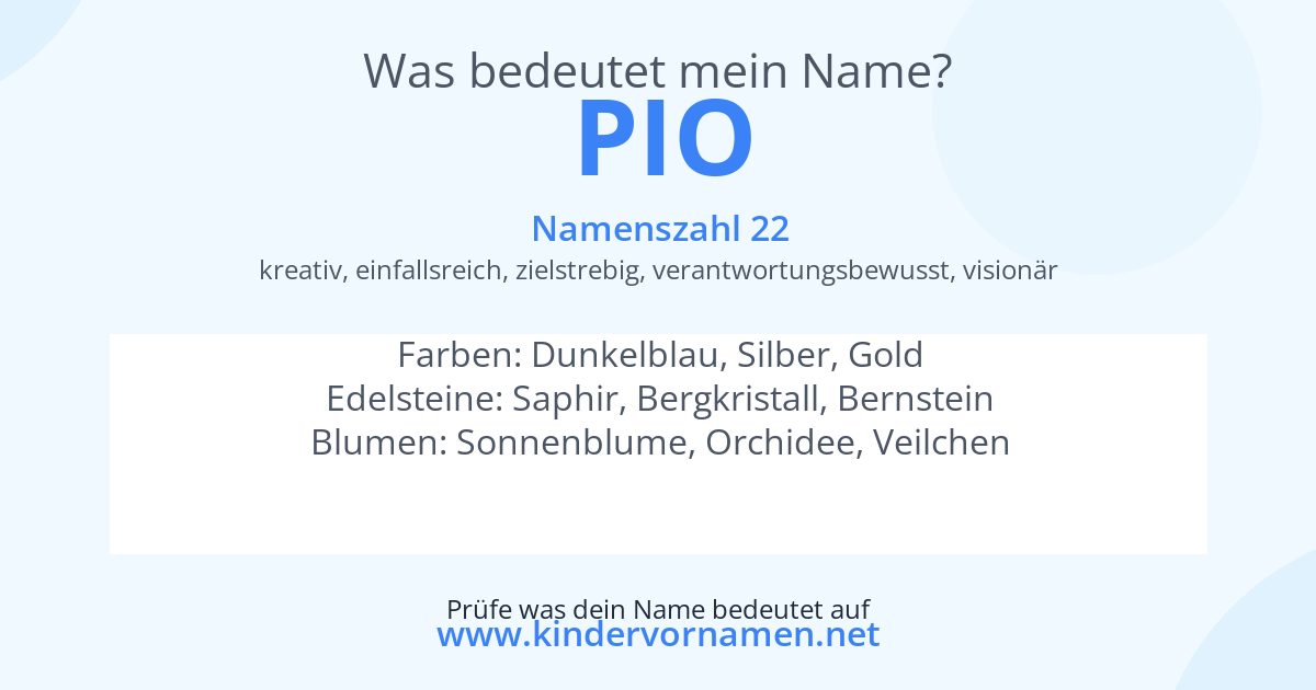 Was bedeutet der Name Pio?