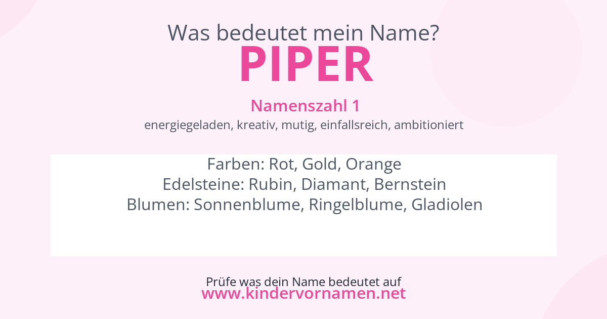 Was bedeutet der Name Piper?