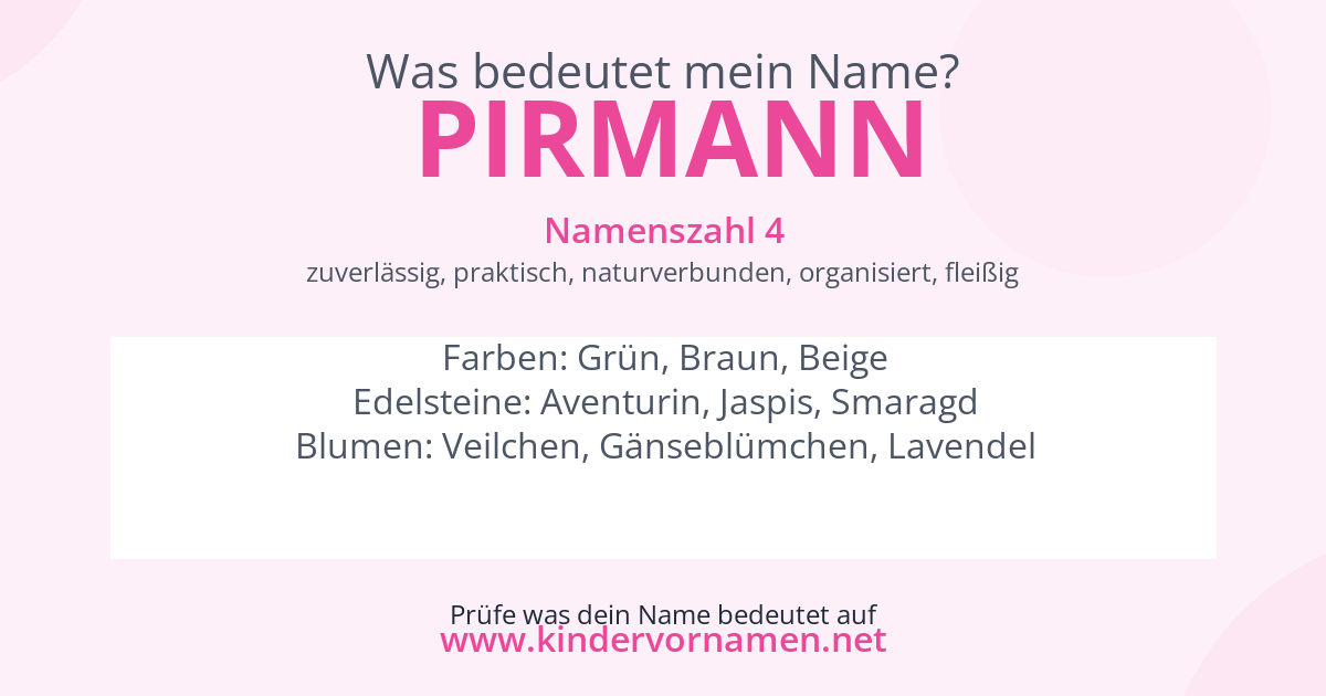 Was bedeutet der Name Pirmann?