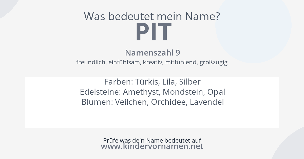 Was bedeutet der Name Pit?