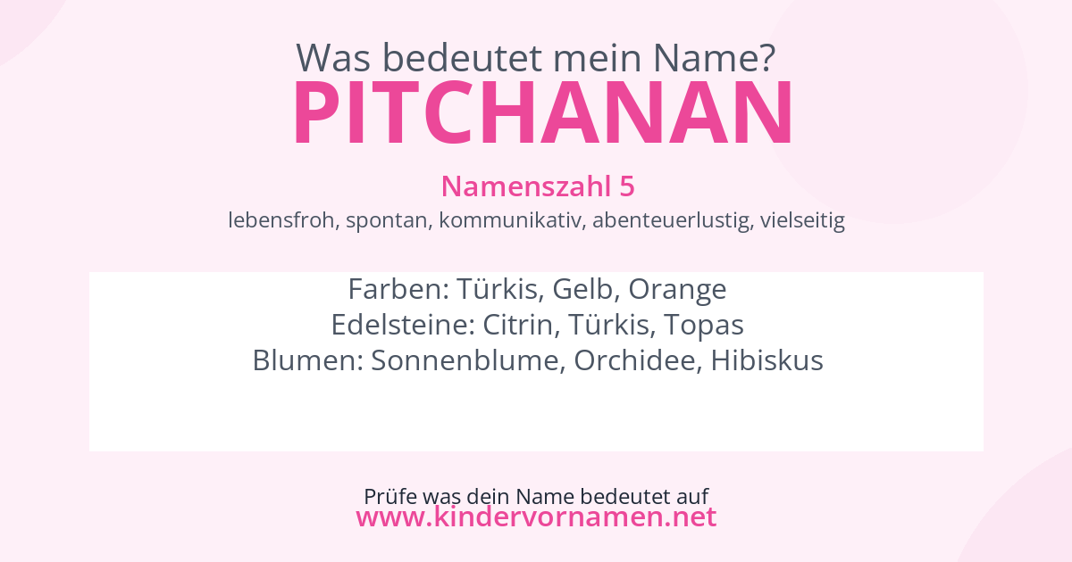 Was bedeutet der Name Pitchanan?