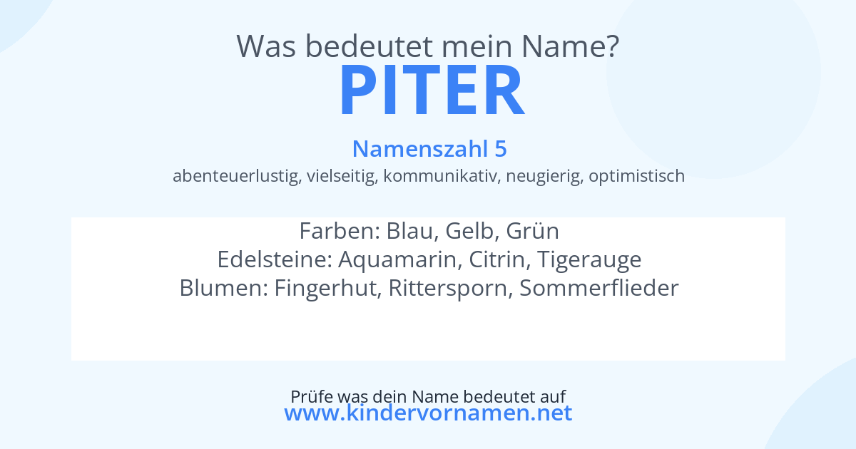 Was bedeutet der Name Piter?