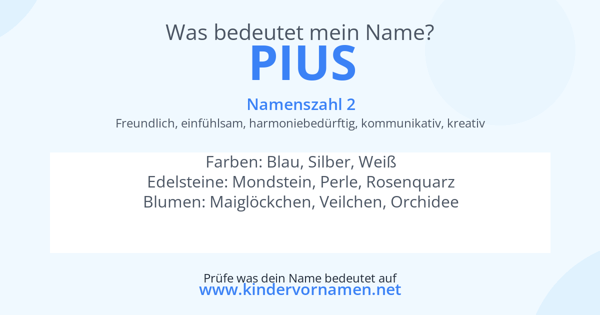 Was bedeutet der Name Pius?