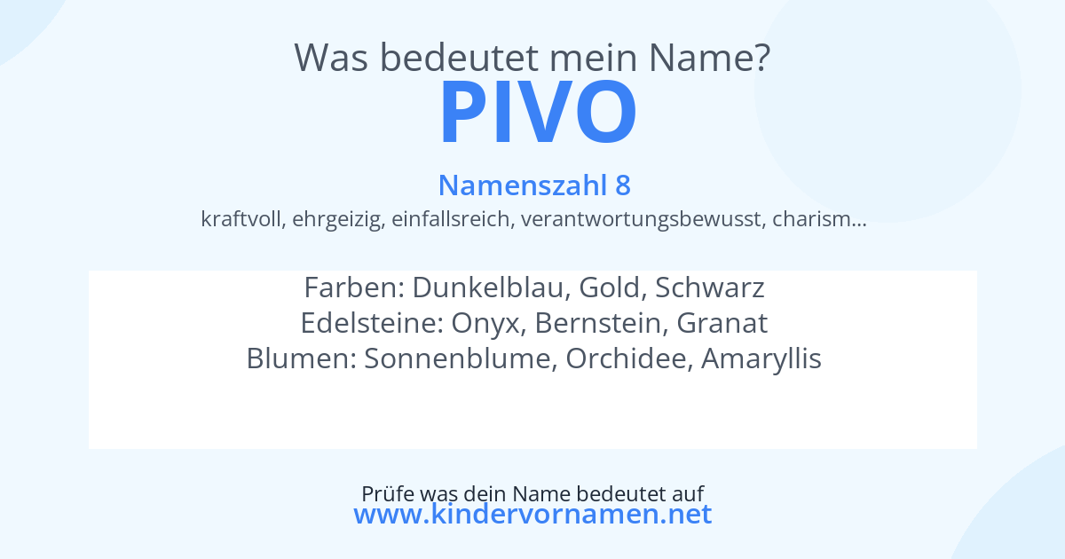 Was bedeutet der Name Pivo?