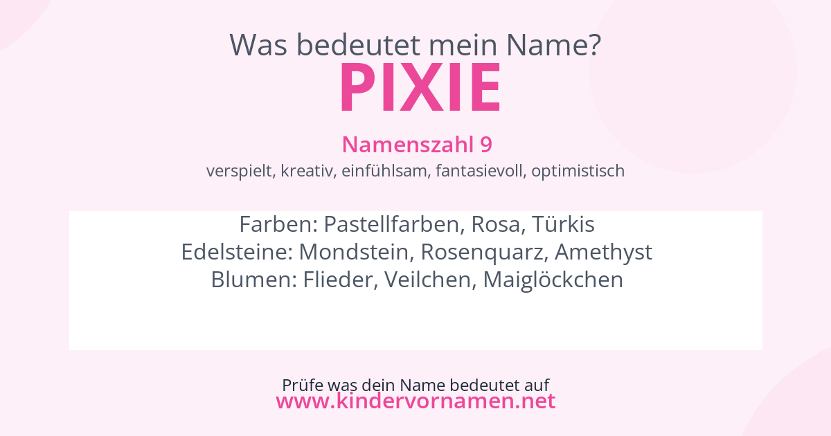 Was bedeutet der Name Pixie?