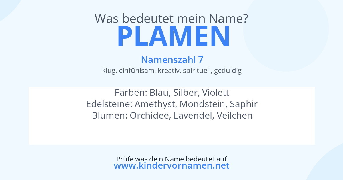 Was bedeutet der Name Plamen?