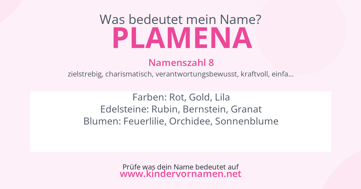 Was bedeutet der Name Plamena?