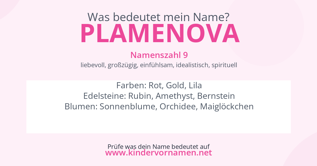Was bedeutet der Name Plamenova?