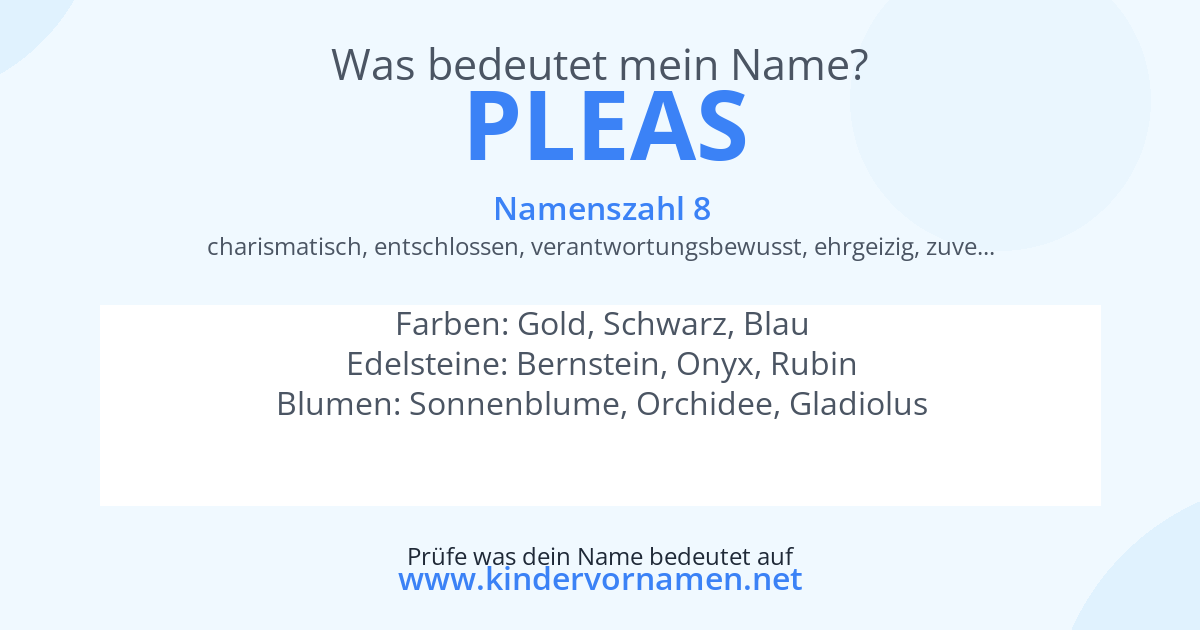 Was bedeutet der Name Pleas?