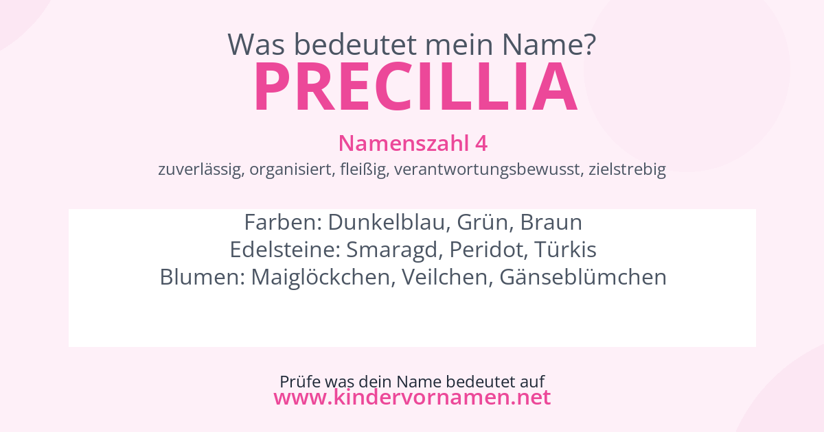 Was bedeutet der Name Precillia?