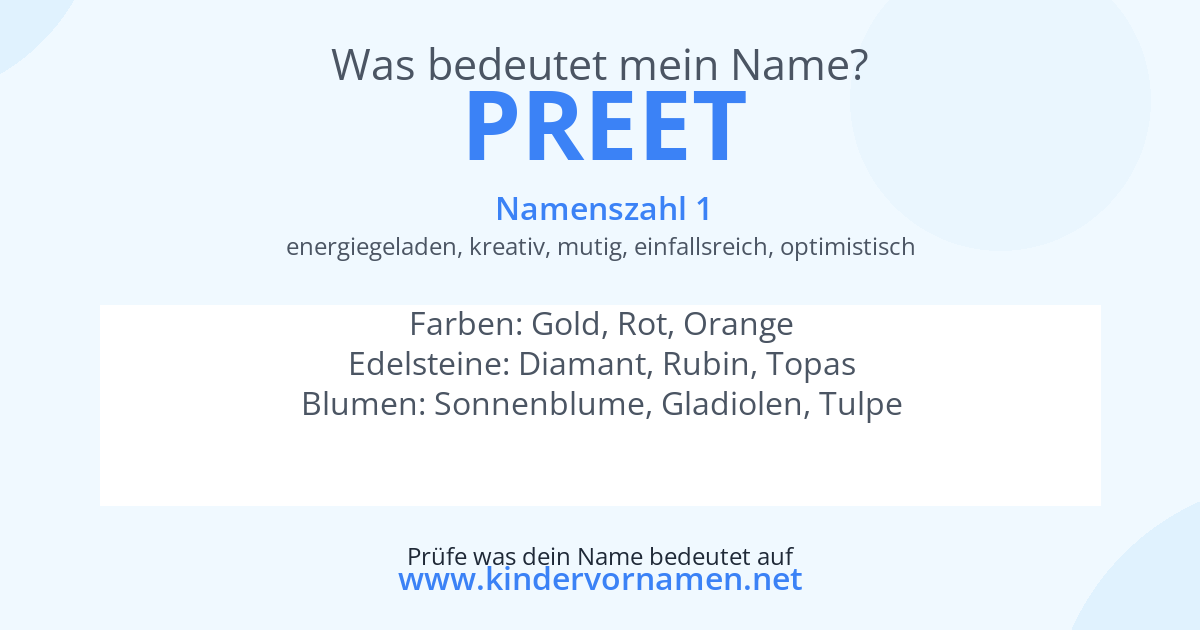 Was bedeutet der Name Preet?