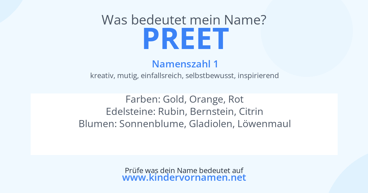 Was bedeutet der Name Preet?
