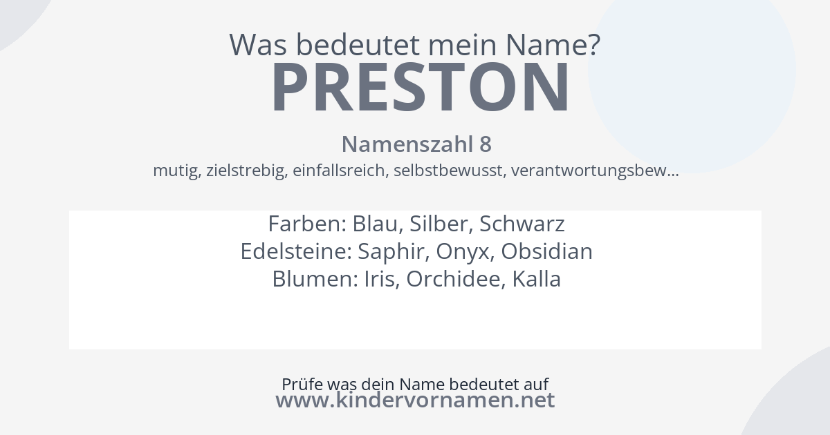 Was bedeutet der Name Preston?