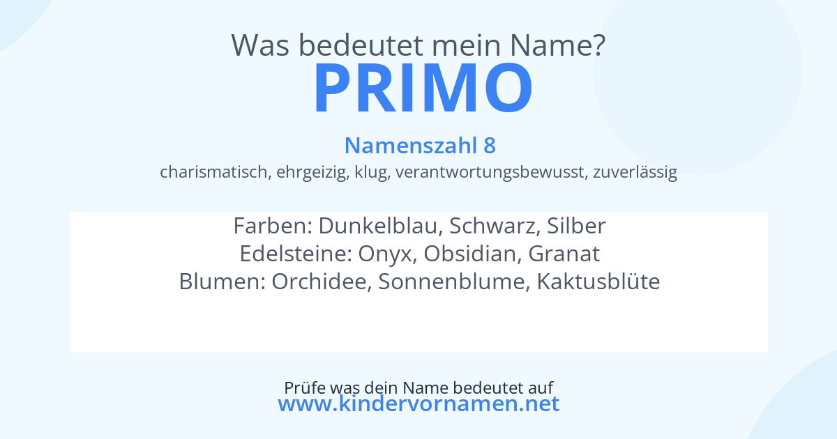 Was bedeutet der Name Primo?