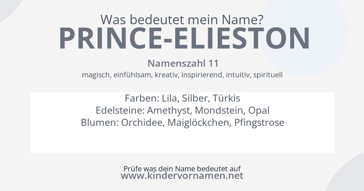 Was bedeutet der Name Prince-Elieston?