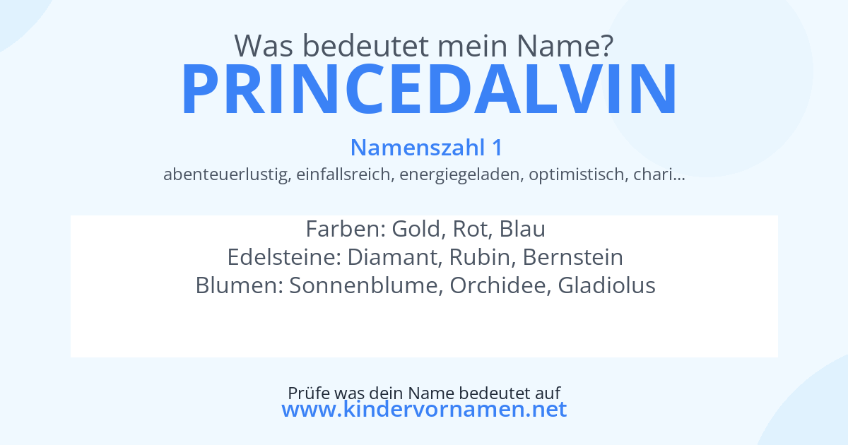 Was bedeutet der Name Princedalvin?