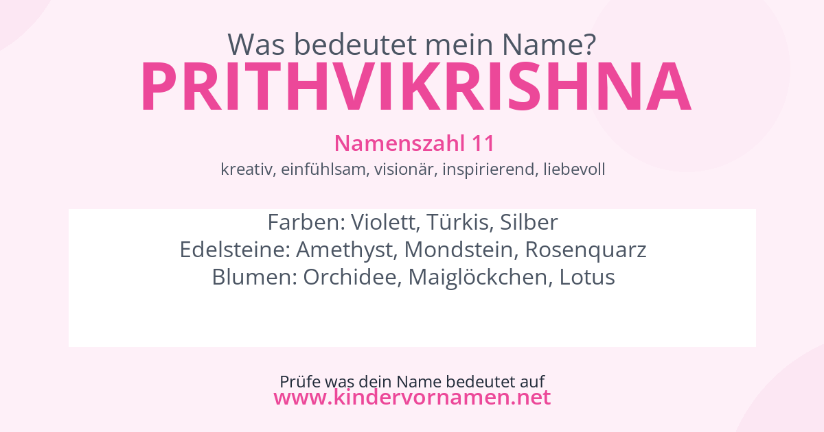 Was bedeutet der Name Prithvikrishna?
