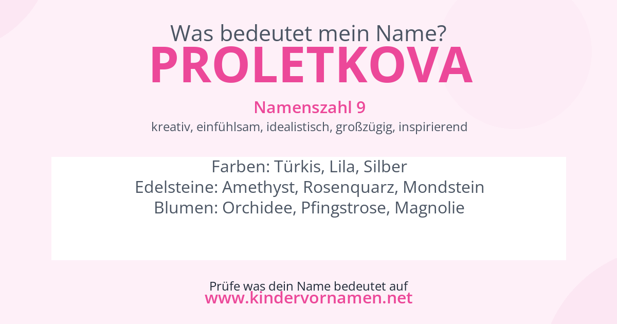 Was bedeutet der Name Proletkova?