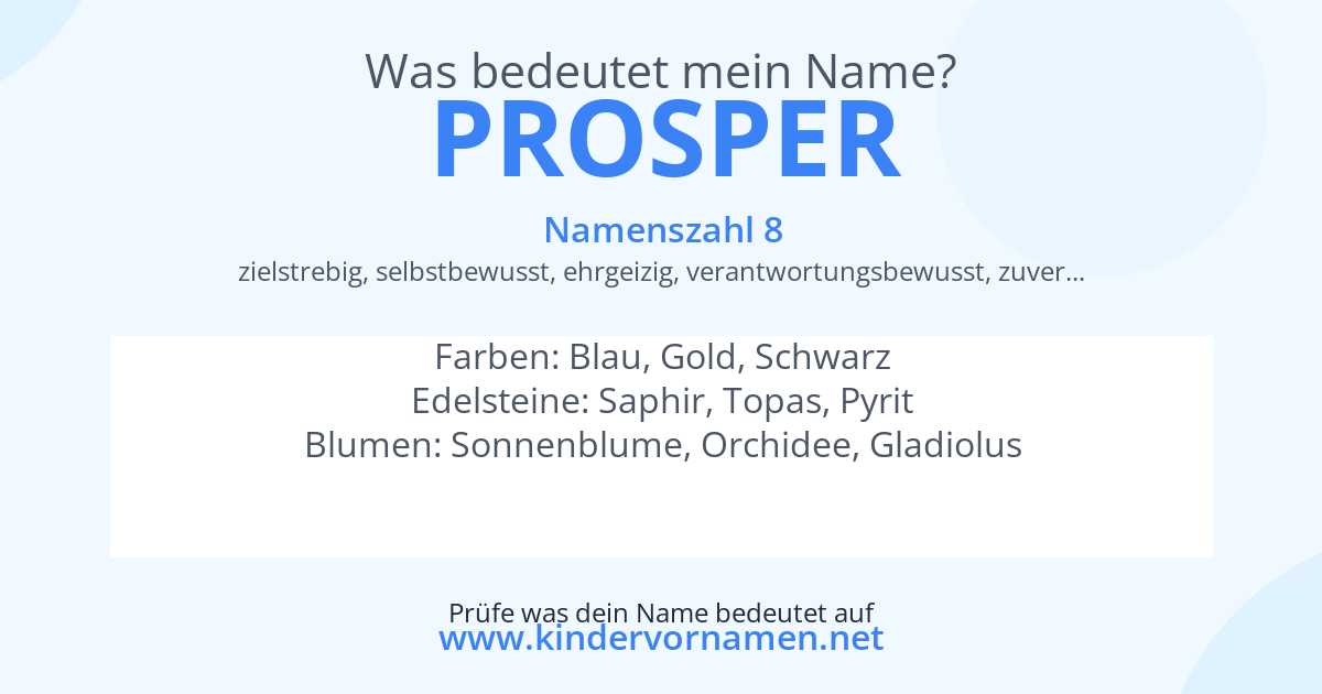 Was bedeutet der Name Prosper?