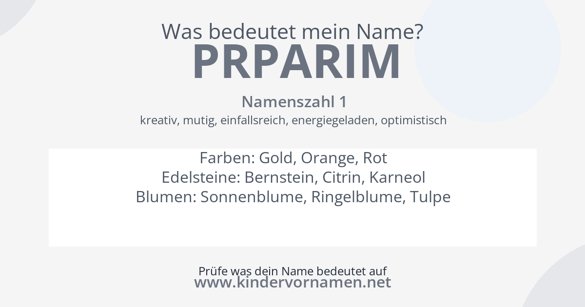 Was bedeutet der Name Prparim?