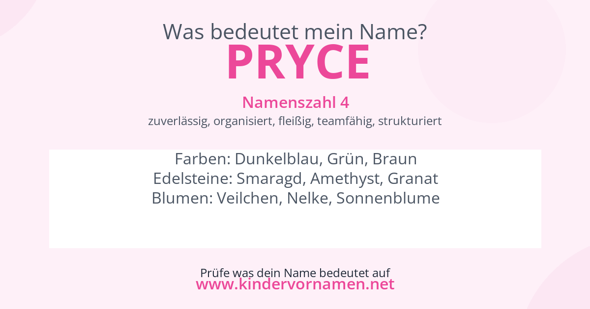 Was bedeutet der Name Pryce?
