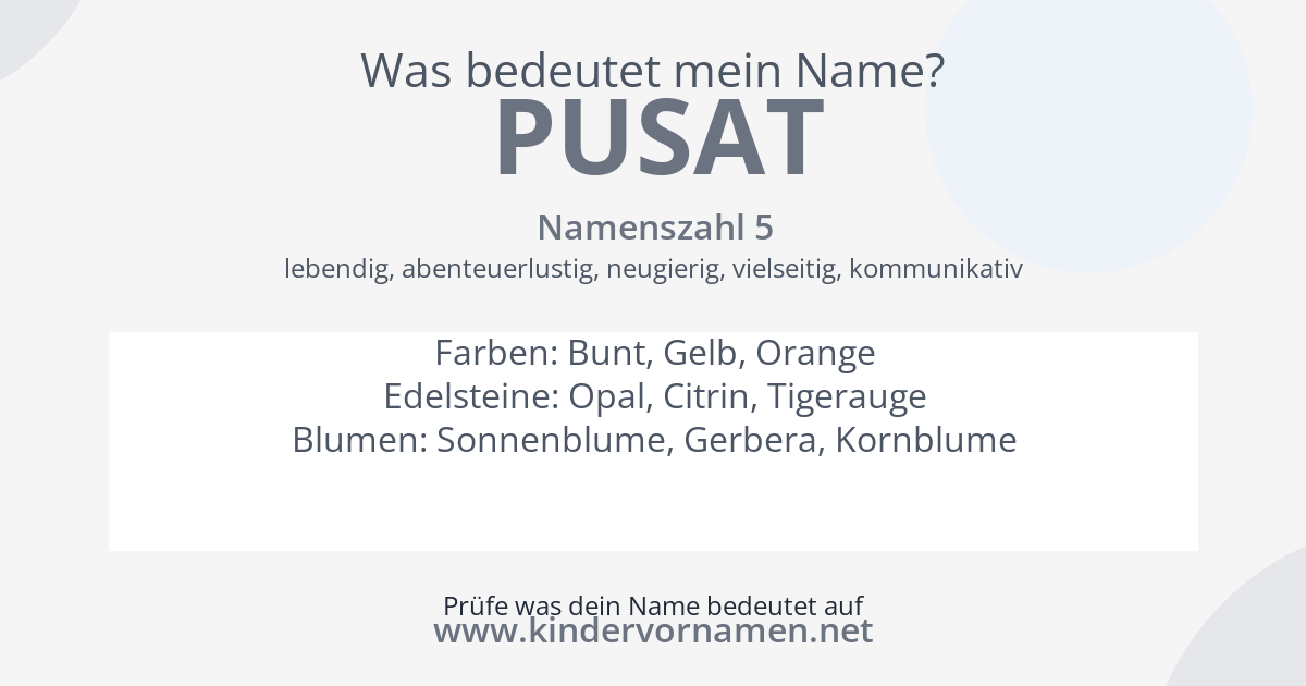Was bedeutet der Name Pusat?