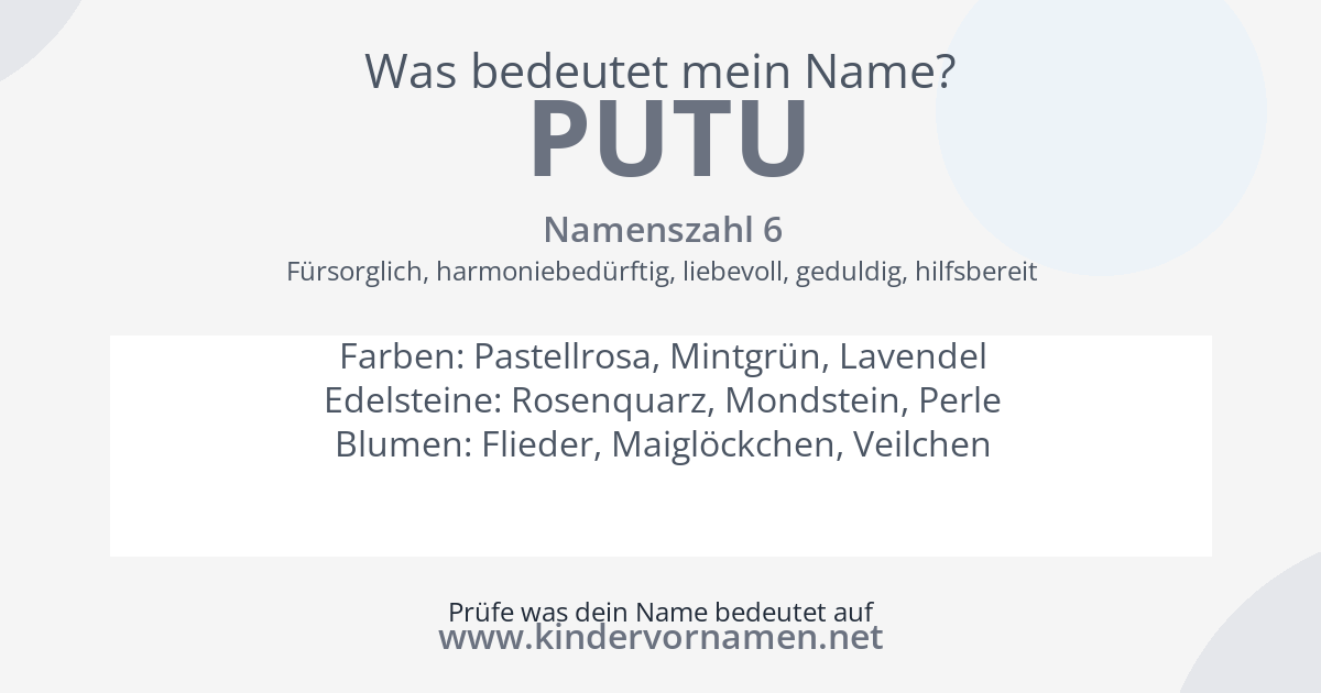 Was bedeutet der Name Putu?