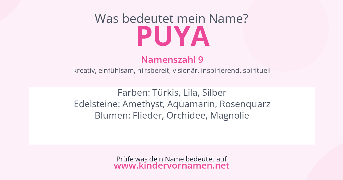 Was bedeutet der Name Puya?