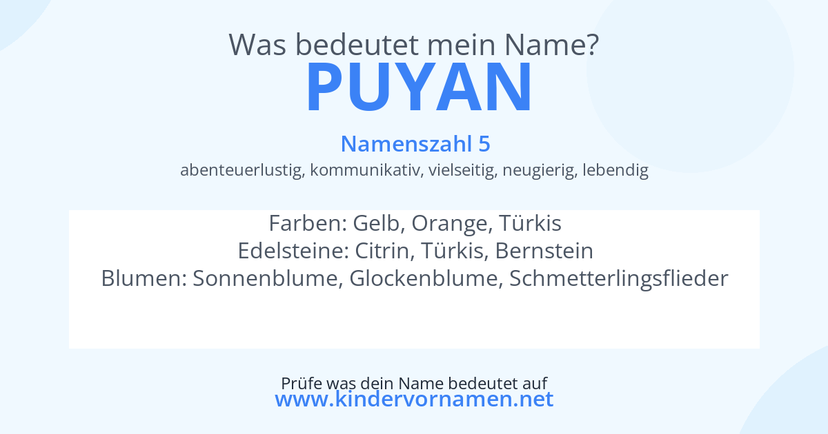 Was bedeutet der Name Puyan?