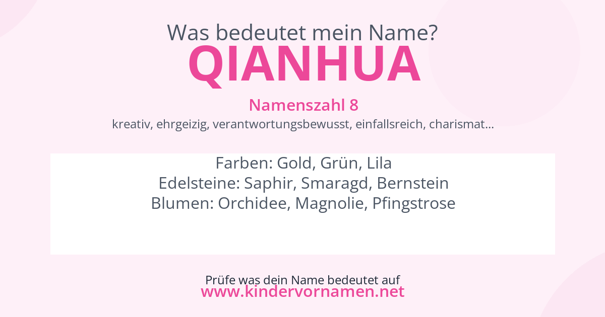 Was bedeutet der Name Qianhua?