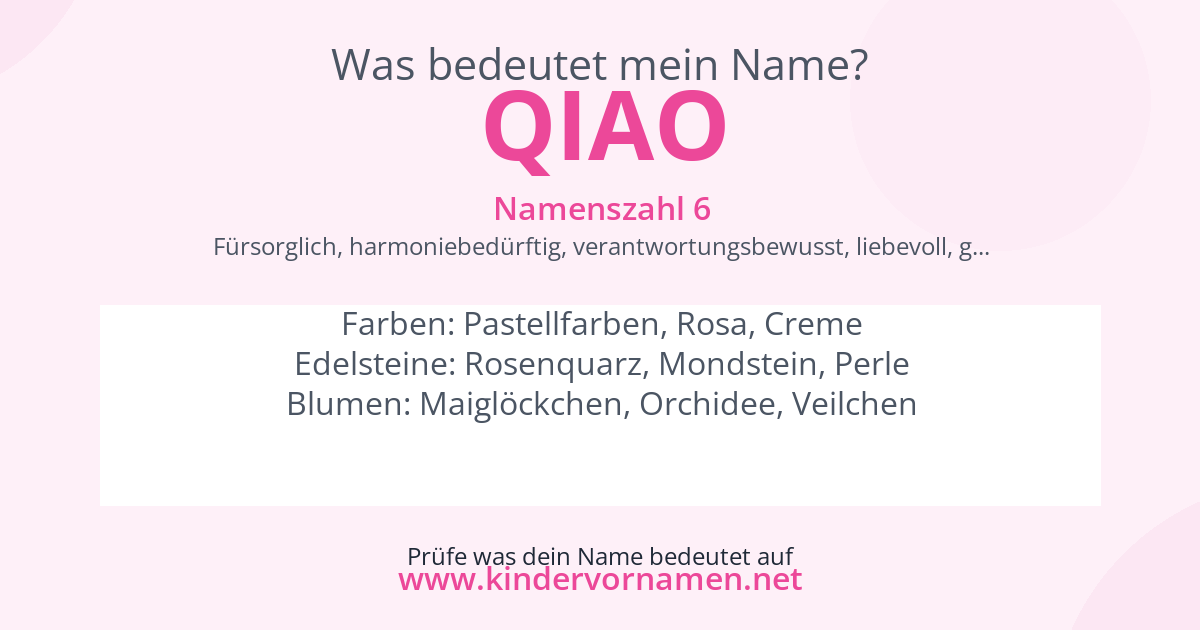 Was bedeutet der Name Qiao?
