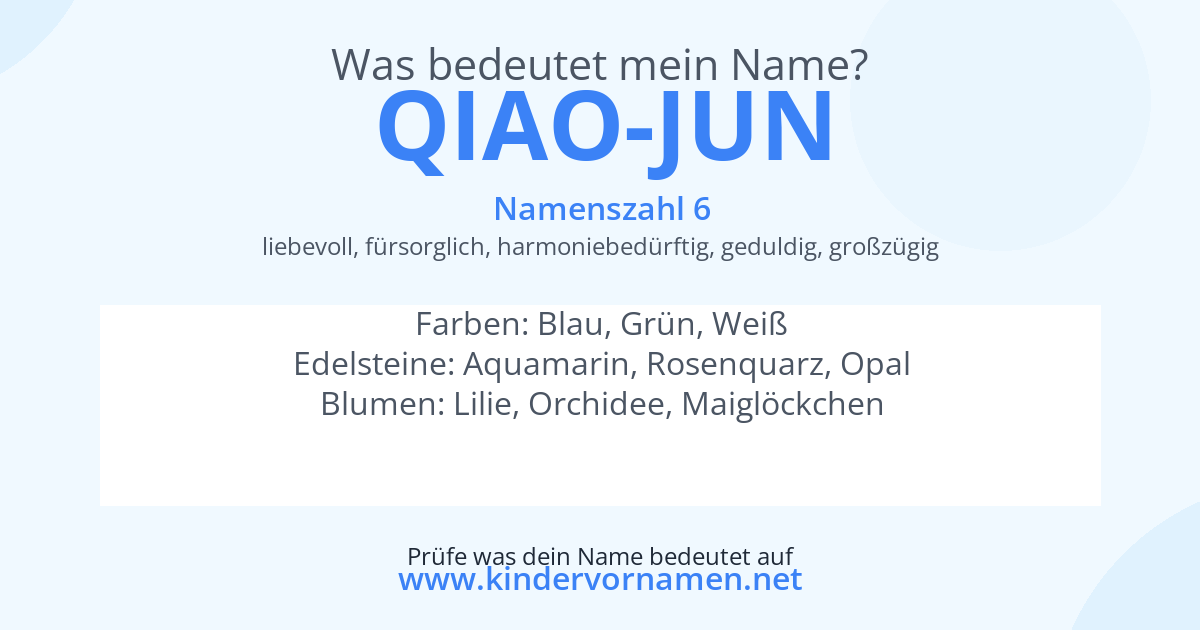 Was bedeutet der Name Qiao-Jun?