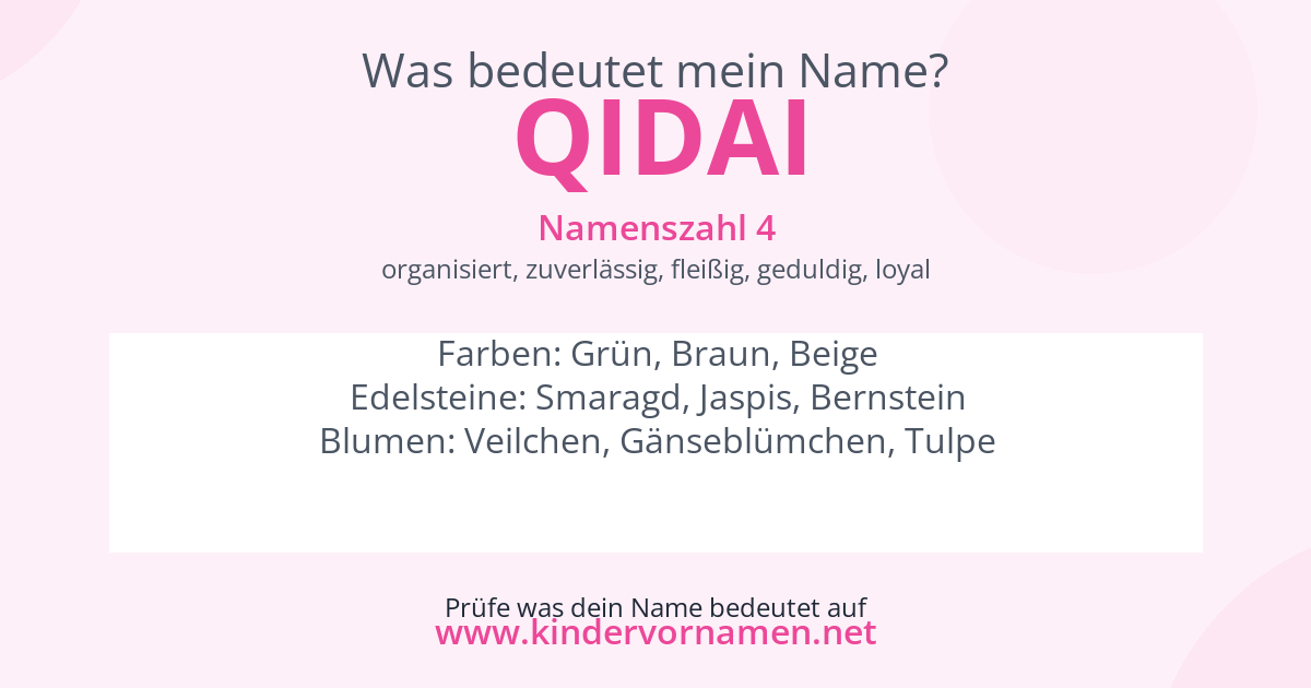 Was bedeutet der Name Qidai?
