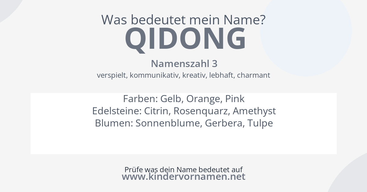 Was bedeutet der Name Qidong?